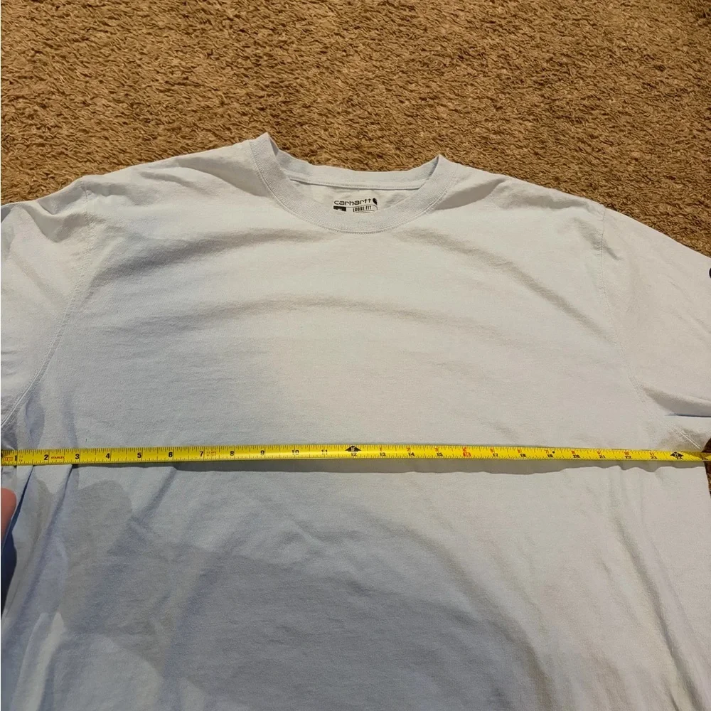 Carhartt Mens XL Long Sleeve Tee Shirt Loose Fit Light Blue w/ Logo Sleeve - Picture 5 of 7